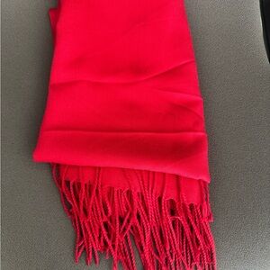 Vibrant Red Fringe Scarf